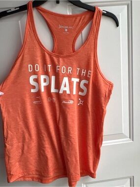 Orangetheory Orange Racerback Tank with White 'SPLATS' Graphic
